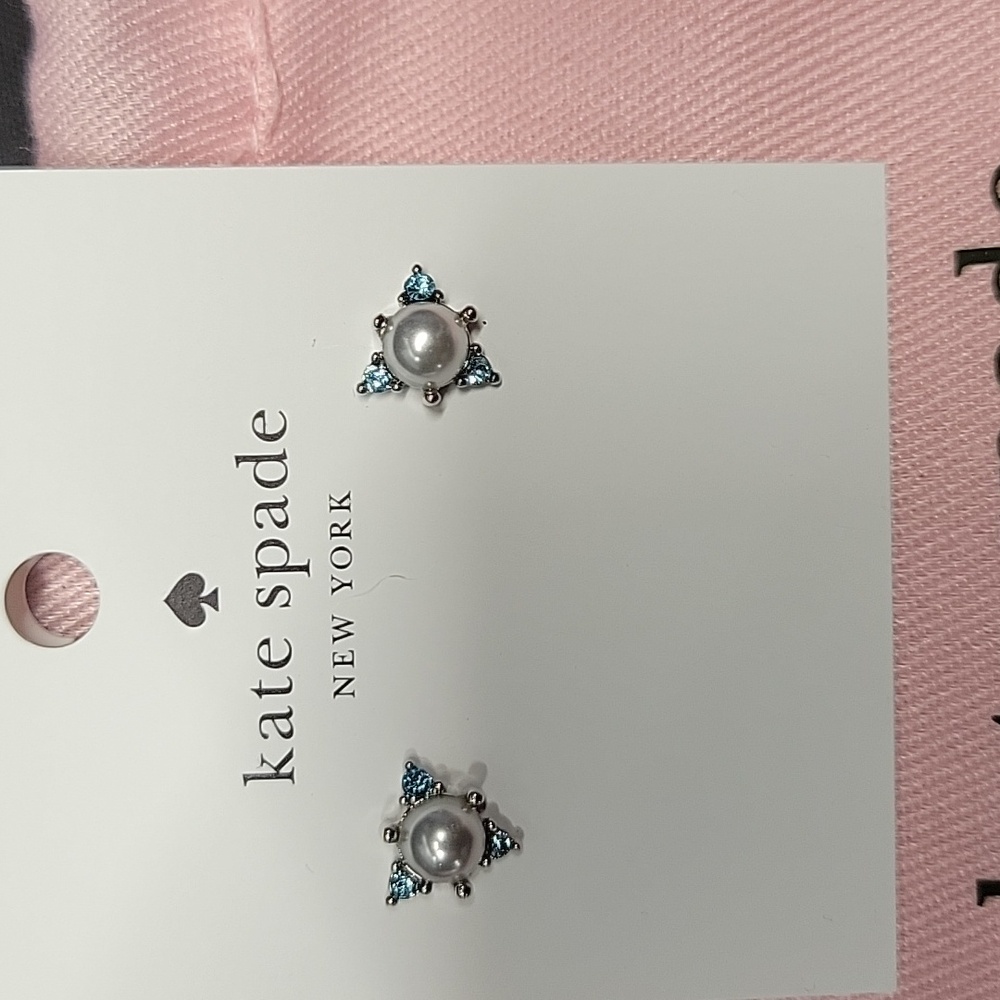 Kate Spade You're a Gem Triangle Studs (Aqua Silver) - Picture 3 of 6